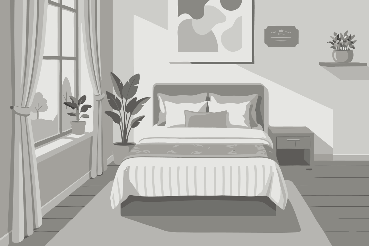 Zimmer mit Kingsize-Bett und Balkon